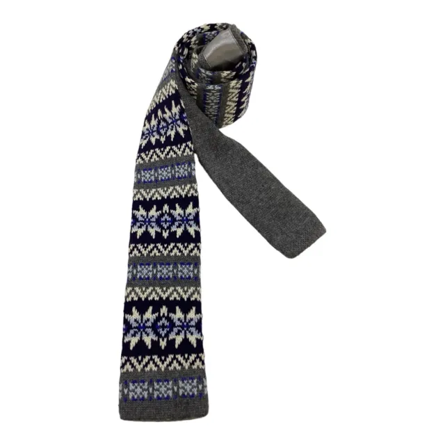 J.CREW GRAY FAIR Isle Nordic Cotton Knit Tie Hand Made W: 2