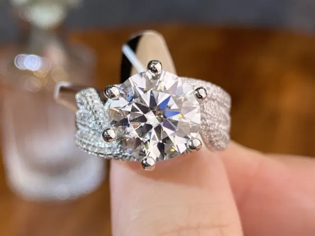 Luxury 5CT Big Moissanite Diamond Twist Rings Real 925 Silver Girl Jewelry Gift