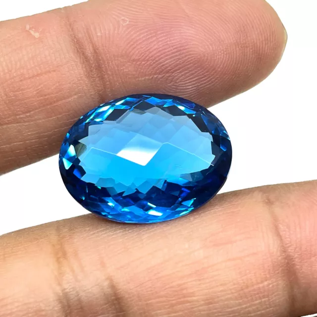 VVS 32.70 Cts Certified Natural Blue Topaz Oval Cut Finest Pendant Size Gemstone