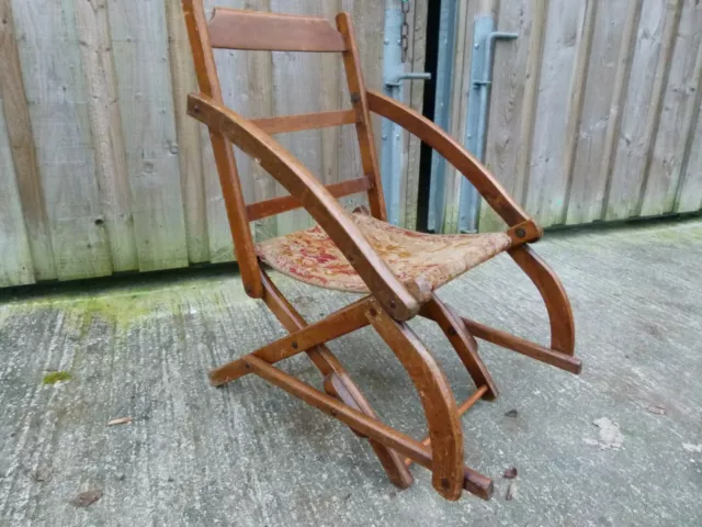 LATE 19thC MAHOGANY CAMPAIGN RIFLE ARMED CHAIR / SEAT.MORE UNUSUAL TO THE NORM