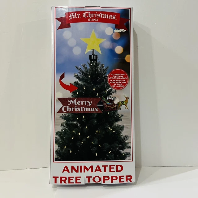 Mr Christmas Animated Tree Topper Santas Sleigh With Banner FOR SALE