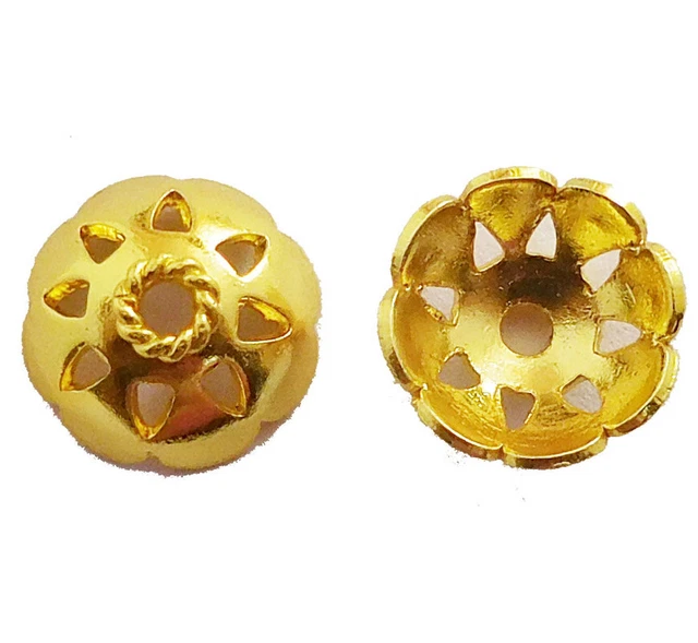 14 Pcs 12mm Bali Bead Cap 18k Gold Plated Jewelry Making Cap 248