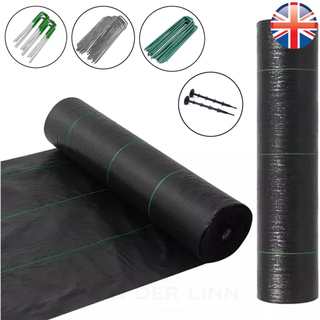 VDL WEED CONTROL FABRIC 100GSM GROUND COVER GARDEN LANDSCAPE Metal Plastic Pegs