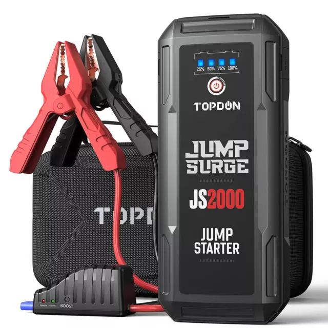  TOPDON 1500A Car Battery Jump Starter, Portable 12V Car Starter,  JS1500 Lithium Battery Booster (Up to 6.5L Gas, 4.0L Diesel) with Smart  Clamp Cables, USB Quick Charge, LED Flashlight : Everything