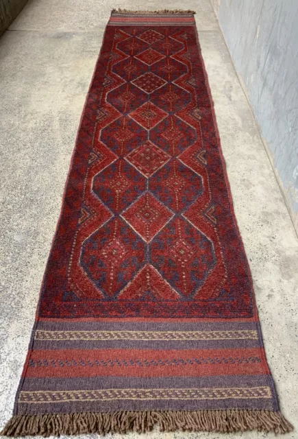 Afghan Hand Woven Mashwani Wool Kilim Kilm Area Rug 8.6 x 1.11 Ft (2435 HM)