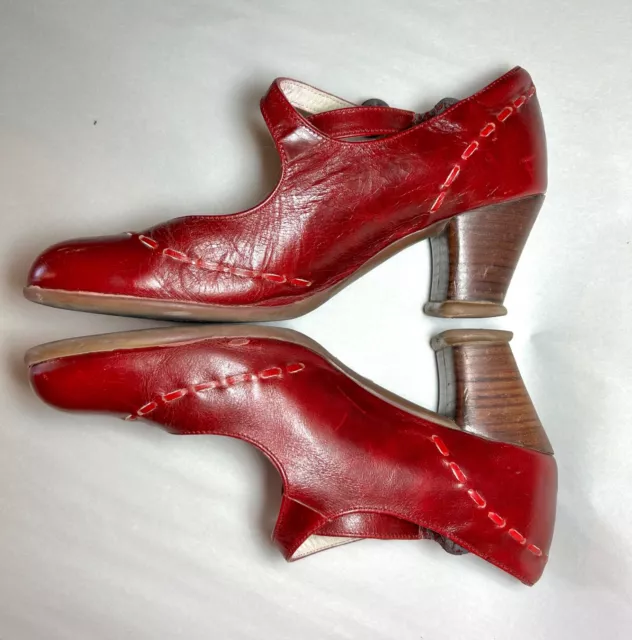 John Fluevog Operetta Malibran Mary Jane Heels Red Size 8.5