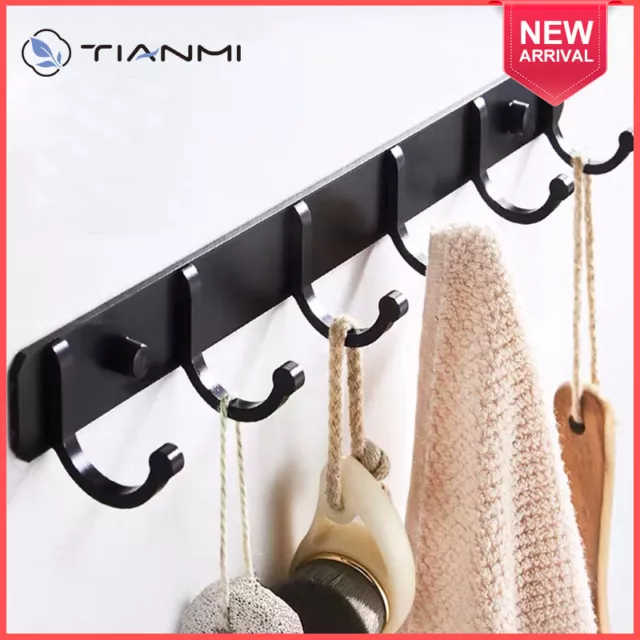 7 Hooks Wall Mount Key Bag Hat Towel Rack Hanger Holder Robe Coat Clothes Rack