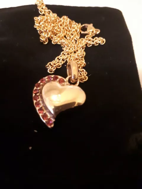 Memorial Cremation Jewellry/Pendant/Keepsake for Ashes-"Gold Heart with Red CZ