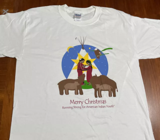 Running Strong for American Indian Youth Merry Christmas T Shirt Size L