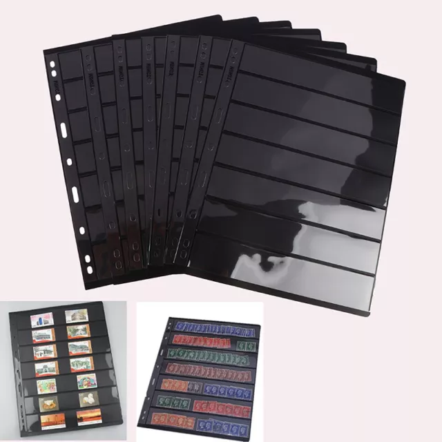 10Pcs 7 Grid Postage Stamp Album Pages Coin Collection Stamps Holder loose-l-tz