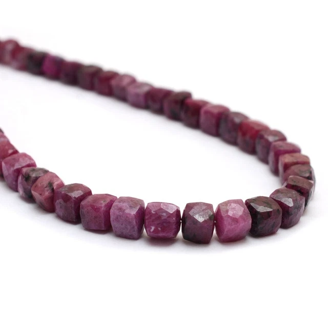 Naturel AAA Rubis Rouge Pierre 4mm 3D Cube Boîte Briolette Facettes Perles 33cm