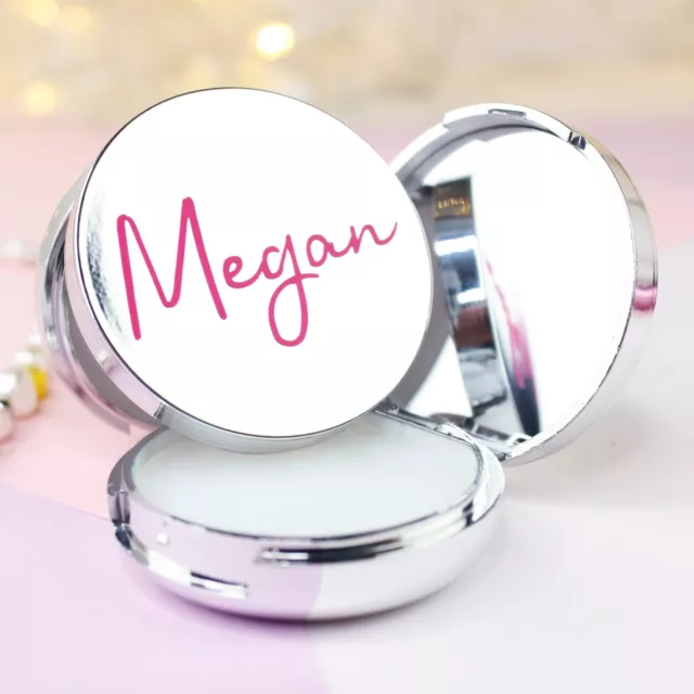 Personalised Vanilla Scented Lip Balm with Mirror Bridal Party Hen Do Favours