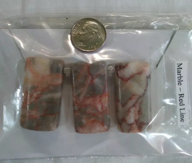 Lot of 3 Different  Redline Marble  Gemstone Focal Pendant Bead Sets 4