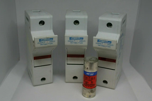 (3) Ferraz Shawmut Ultrasafe US3J1L Fuse Holders w/ Fuses