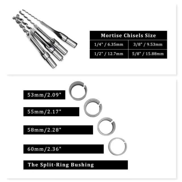 Accesorio de mortajar para taladro de banco Locator Stemmer Chisel Drill 3