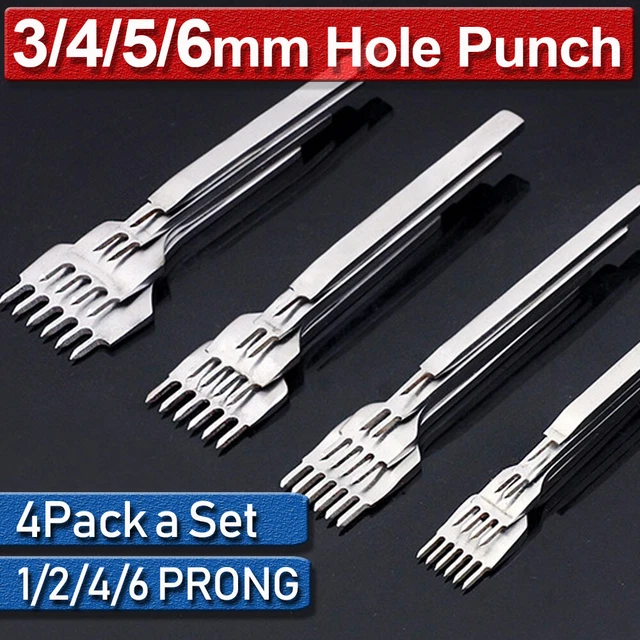 4tlg Prong Leder Werkzeug Flach Meißel Locher Handwerk Stanzwerkzeug Punch Tool