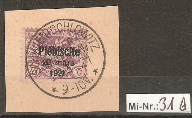 Oberschlesien Mi-Nr.: 31 sauber auf Brieftsück mit top Stempel Schwientochlowitz