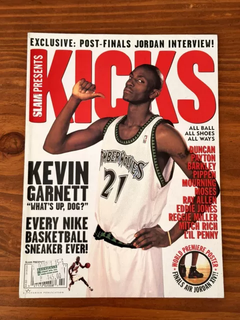 NBA Kicks Magazine September 1998 Kevin Garnett cover with Michael Jordan poster