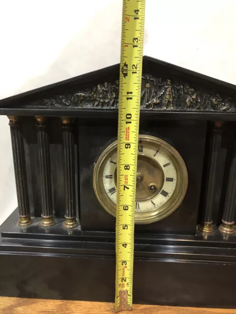 Large French HFF Architectural Greek Revival Marble Six Pillar Mantel Clock 11