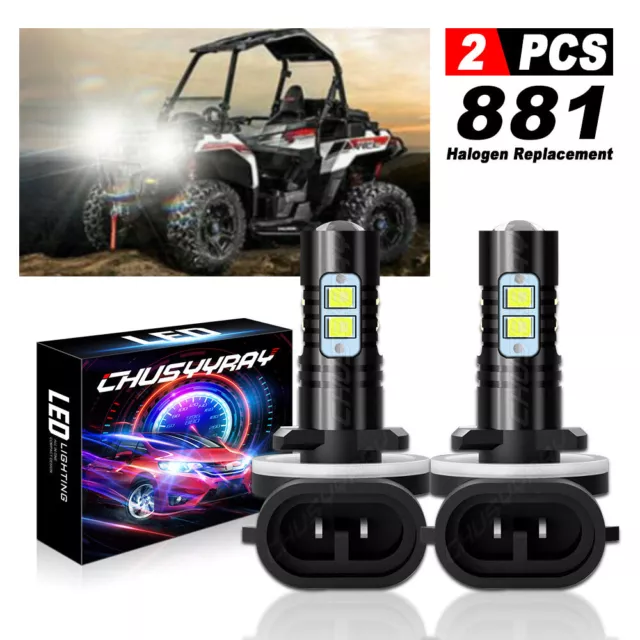 PAIR Headlight LED Bulb 6000K White 881 For Polaris Sportman 300 400 500 600 800