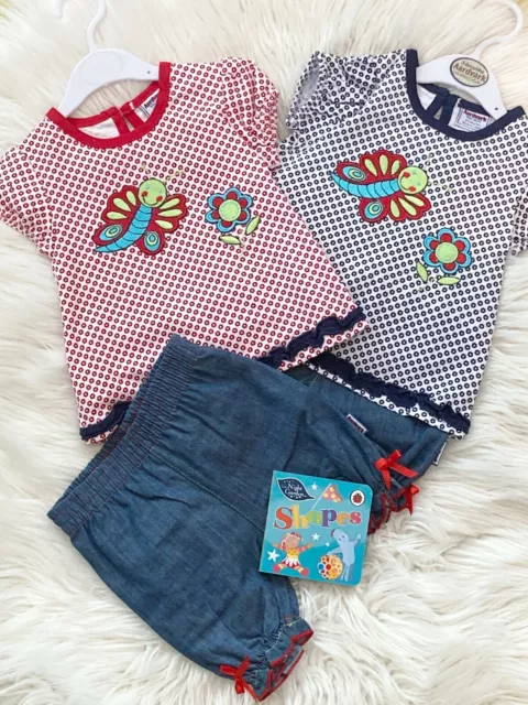 SALE: Baby Girl Outfit Denim Bloomer Shorts & T-shirt set - Newborn - 9 months.