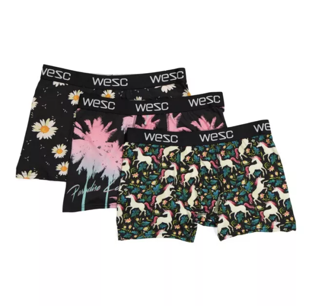 WeSC Mens XL Philip Festival 3-Pack Pr Boxer Briefs Underwear Unicorns Tropical