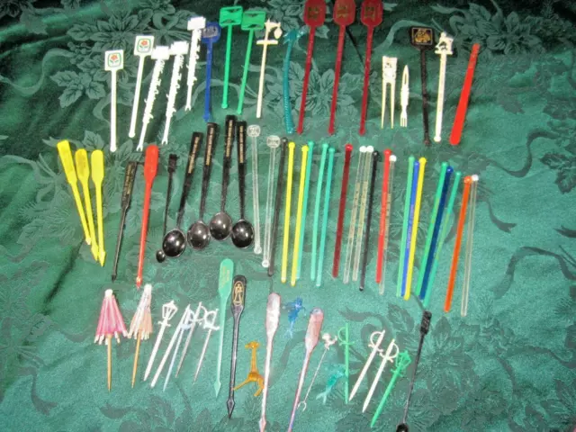 Lot 70 Vintage Cocktail Swizzle Stir Sticks Bars, Restaurants, Hotels, Airlines