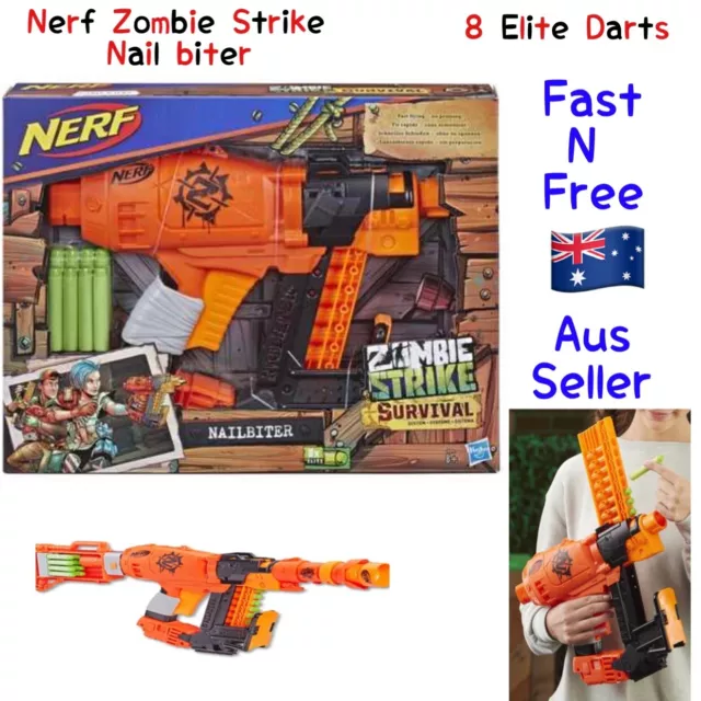 Nerf Zombie Strike Survival System Nailbiter Blaster With 8 Official Elite Darts