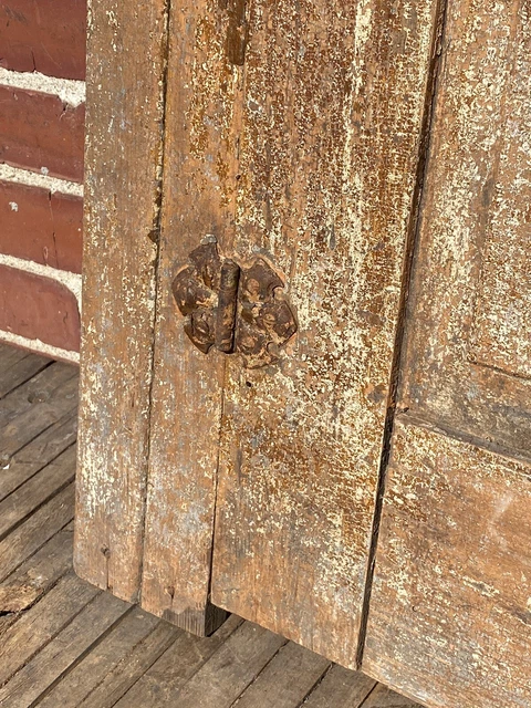 19thC. Cupboard, Cabinet Door w/ 2 Raised Panels ~ Salvaged, Distressed, Hinges 4
