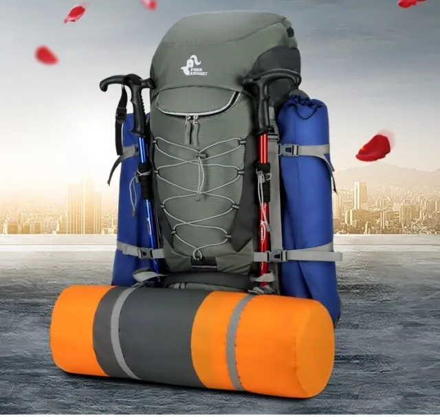 75L Waterproof Backpack Hiking Camping Travel Luggage Rucksack Bag Outdoor Green