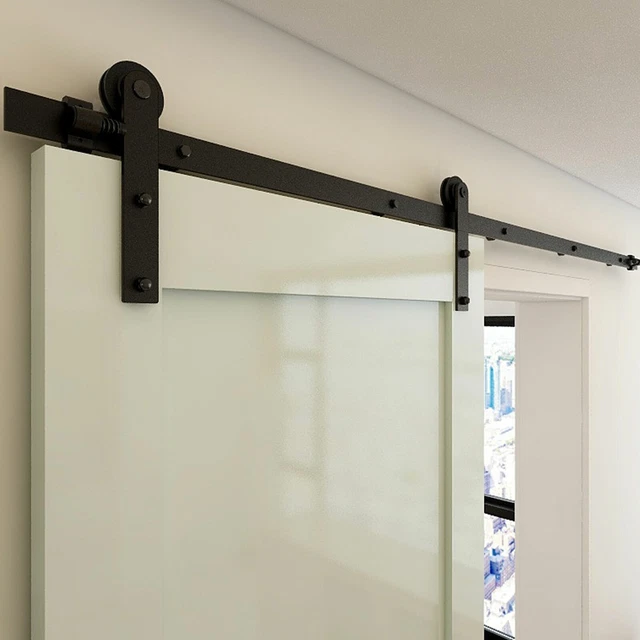 Sliding Barn Door Hardware Kit 4-12FT Modern Closet Hang Style Track Rail Black