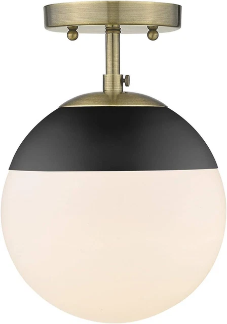 Golden Lighting 3218-SF AB-BLK Dixon Semi-Flush-Damp, Aged Brass Black