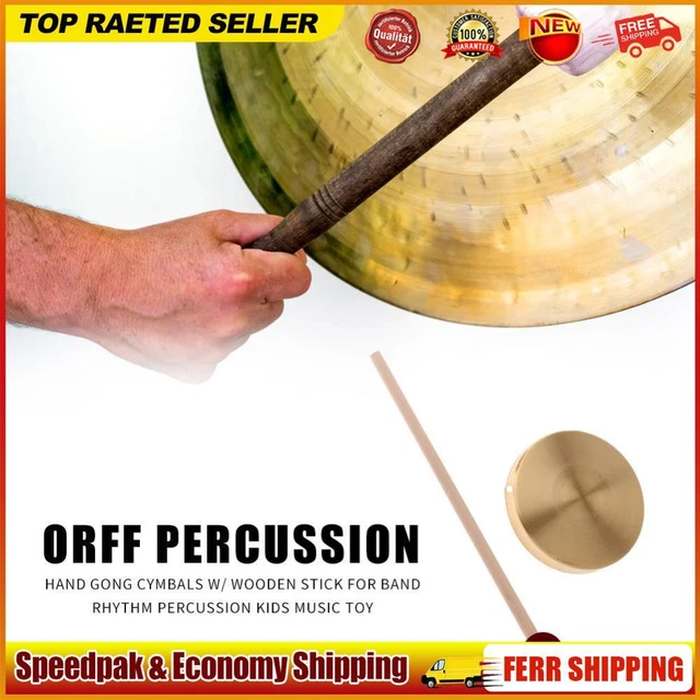 21cm Hand Gong Copper Cymbals with Wooden Stick for Band Rhythm Kids Music Toy