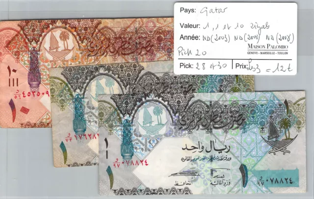 3 Tickets Qatar - 1, 1 And 10 Ryals - ND (2003 And 2008) -pick 20, 28 And 30