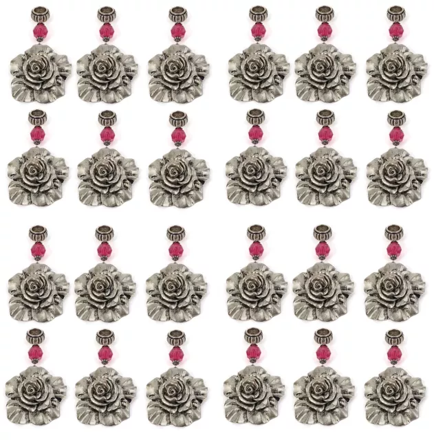 WHOLESALE/BULK - 24 Scarf Pendants - Rose and Pink Glass Bead  - 12cms - AU Shop