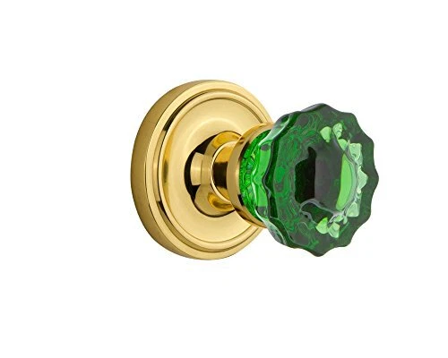 Nostalgic Warehouse 720182 Classic Rosette Crystal Emerald Glass Door Knob in...