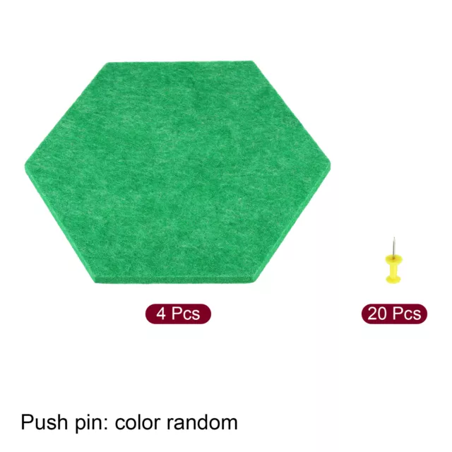 4x Hexagon-Filzplatten-Fliesen selbstklebende Wandpinnwand mit Stecknadeln, grün 3