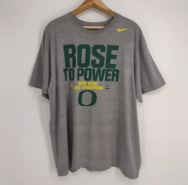 Nike Oregon Ducks 2012 Rose Bowl Champions Rose To Power Gray T-Shirt Mens 2XL