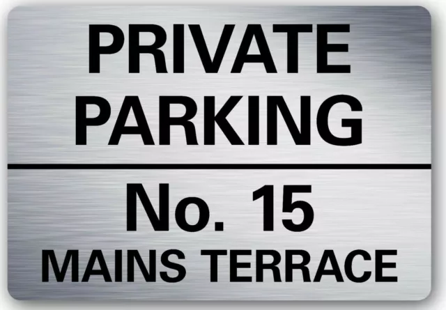 Private Parking Sign Personalised No Parking Keep Clear Metal Sign Brushed silve