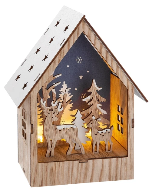 Deko-Haus Con Motivo Bosque Navideña 3D Cuadro Madera Escena Del Zum Hacer 19CM