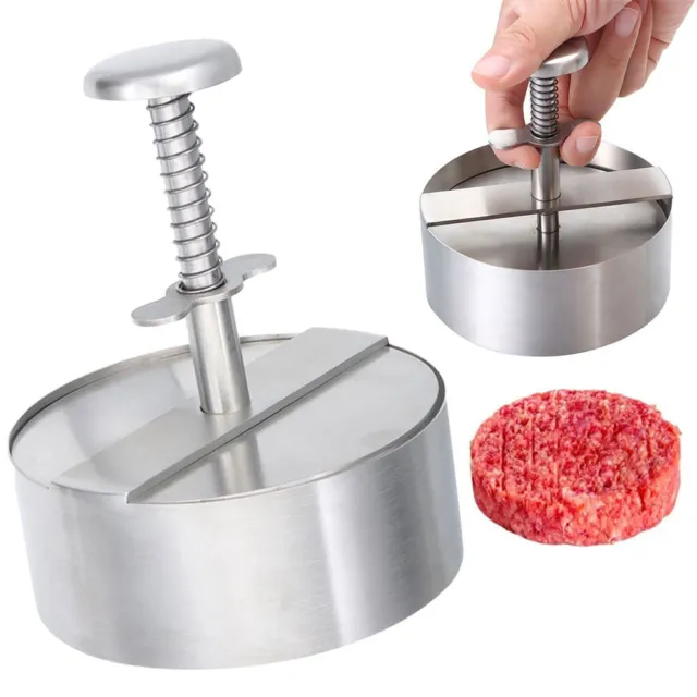 Burger Press Stainless Steel Hamburger Beef Meat Patty Maker Grill Non-Stick