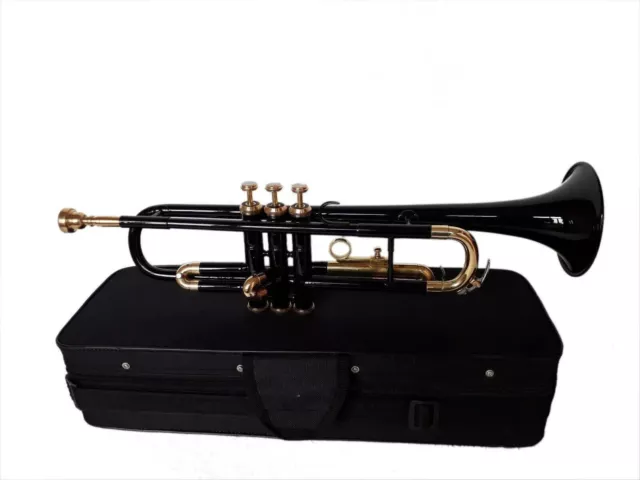 WEEKEND SALE Brand New Black Brass Bb FLAT Trumpet Free Case+Mouthpiece