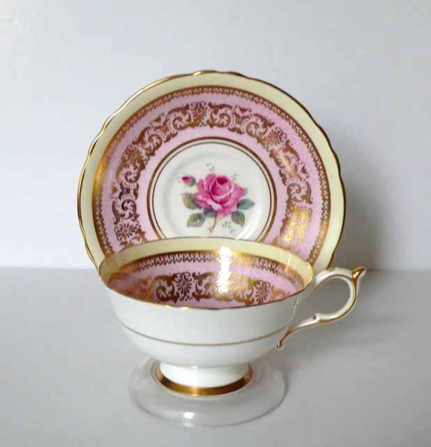 PARAGON BONE CHINA Cabbage Pink Rose Tea Cup & Saucer Double
