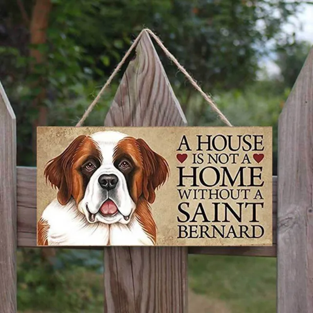 New Wooden Dog Sign for Front Door Fence Yard Hanging Rectangular Pet Tags