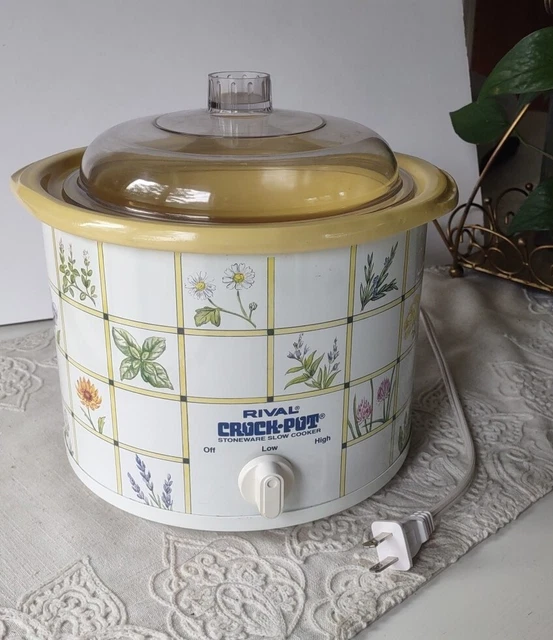 RIVAL CROCK POT Model 3120 Slow Cooker Blue Yellow Floral Stoneware