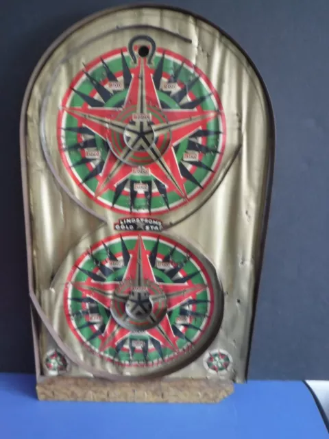 Vintage~1934 Lindstrom's Gold Star Marble Game Board~Wall Art~Carnival~Circus