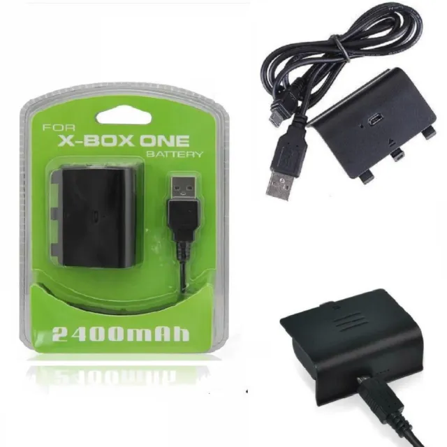 2400mAh Rechargeable Battery Pack +USB Charger Cable for XBOX ONE Controller new