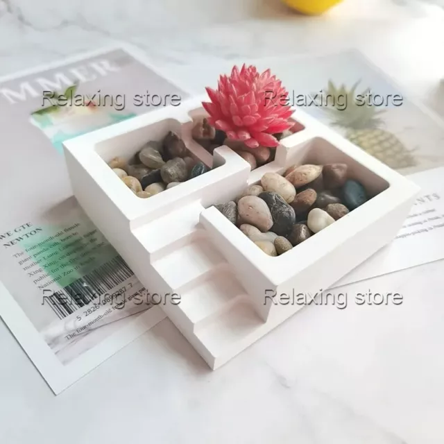 Creative Stairs Concrete Planter Silicone Flowerpot Mold Mini Succulent