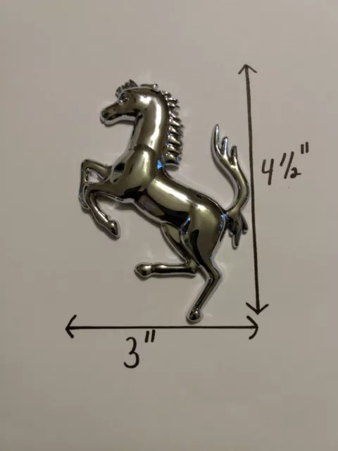 Ferrari chrome metal prancing horse decal emblem Aprx 4 1/2 inches
