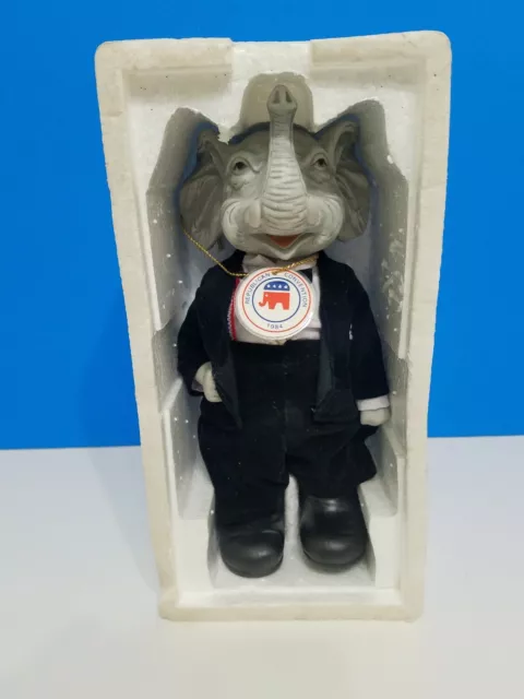 1984 Republican Convention Jointed Porcelain Elephant Doll Euc Super Nice!!!